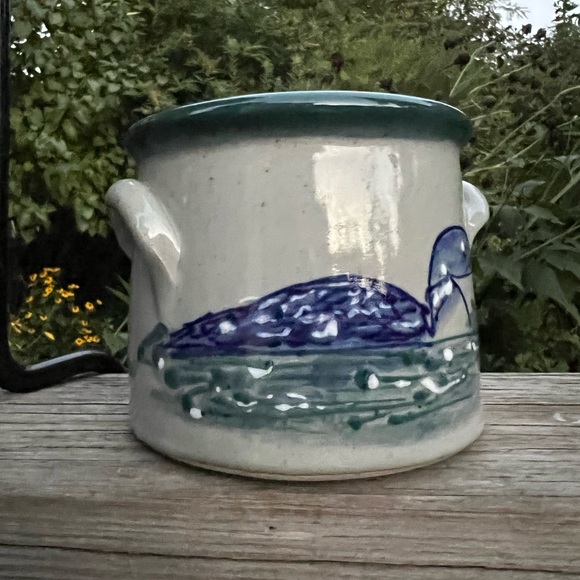 Great Bay Pottery Small Loon Crock 2002 NH - Picture 9 of 9
